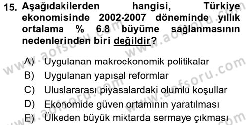 İktisadi Büyüme Dersi 2015 - 2016 Yılı (Final) Dönem Sonu Sınav Soruları 15. Soru