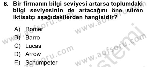 İktisadi Büyüme Dersi 2015 - 2016 Yılı (Final) Dönem Sonu Sınav Soruları 6. Soru