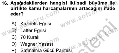 İktisadi Büyüme Dersi 2016 - 2017 Yılı 3 Ders Sınav Soruları 16. Soru