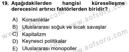 İktisadi Büyüme Dersi 2016 - 2017 Yılı 3 Ders Sınav Soruları 19. Soru