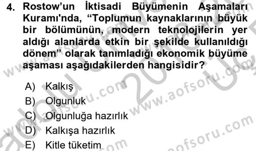 İktisadi Büyüme Dersi 2016 - 2017 Yılı 3 Ders Sınav Soruları 4. Soru