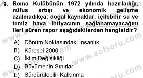 İktisadi Büyüme Dersi 2016 - 2017 Yılı 3 Ders Sınavı 9. Soru