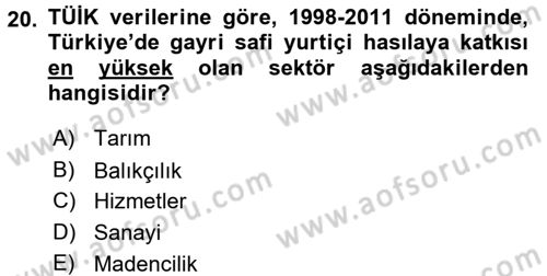 İktisadi Büyüme Dersi 2016 - 2017 Yılı (Final) Dönem Sonu Sınavı 20. Soru