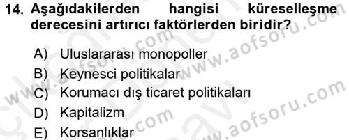 İktisadi Büyüme Dersi 2017 - 2018 Yılı (Final) Dönem Sonu Sınav Soruları 14. Soru