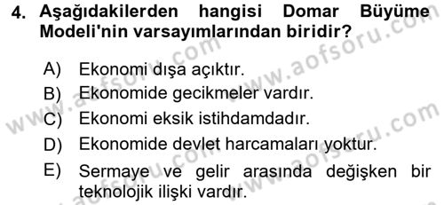 İktisadi Büyüme Dersi 2017 - 2018 Yılı (Final) Dönem Sonu Sınav Soruları 4. Soru