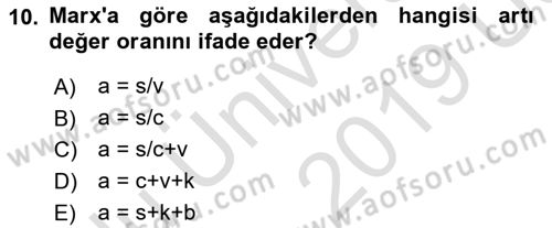 İktisadi Büyüme Dersi 2018 - 2019 Yılı 3 Ders Sınav Soruları 10. Soru