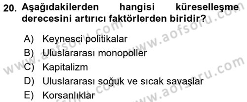 İktisadi Büyüme Dersi 2018 - 2019 Yılı 3 Ders Sınav Soruları 20. Soru