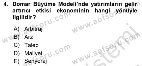 İktisadi Büyüme Dersi 2018 - 2019 Yılı 3 Ders Sınav Soruları 4. Soru