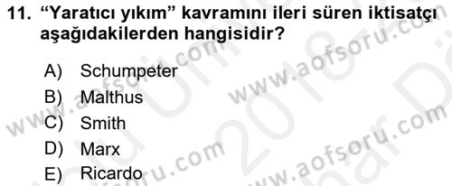 İktisadi Büyüme Dersi 2018 - 2019 Yılı (Vize) Ara Sınav Soruları 11. Soru