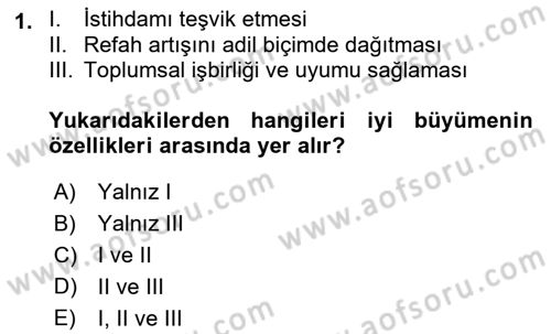 İktisadi Büyüme Dersi 2018 - 2019 Yılı (Final) Dönem Sonu Sınav Soruları 1. Soru