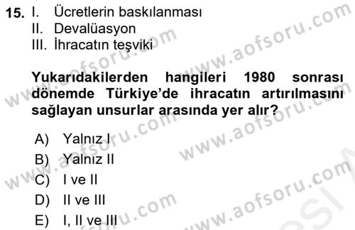 İktisadi Büyüme Dersi 2018 - 2019 Yılı (Final) Dönem Sonu Sınav Soruları 15. Soru