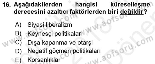 İktisadi Büyüme Dersi 2018 - 2019 Yılı (Final) Dönem Sonu Sınav Soruları 16. Soru