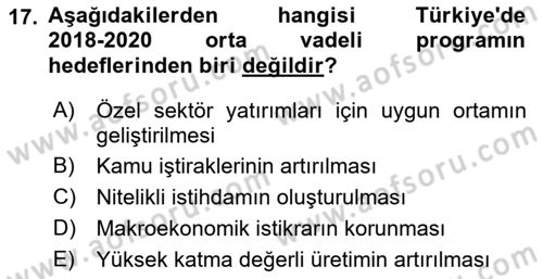 İktisadi Büyüme Dersi 2018 - 2019 Yılı (Final) Dönem Sonu Sınav Soruları 17. Soru