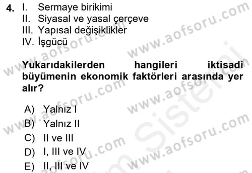İktisadi Büyüme Dersi 2018 - 2019 Yılı (Final) Dönem Sonu Sınav Soruları 4. Soru