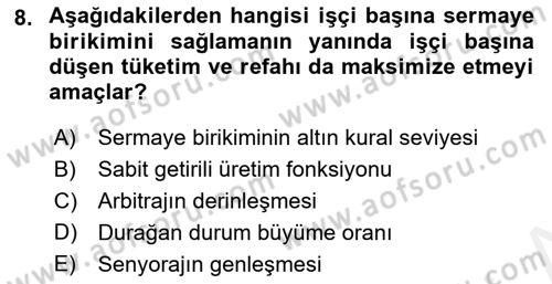 İktisadi Büyüme Dersi 2018 - 2019 Yılı (Final) Dönem Sonu Sınav Soruları 8. Soru