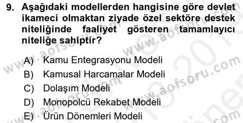 İktisadi Büyüme Dersi 2018 - 2019 Yılı (Final) Dönem Sonu Sınav Soruları 9. Soru