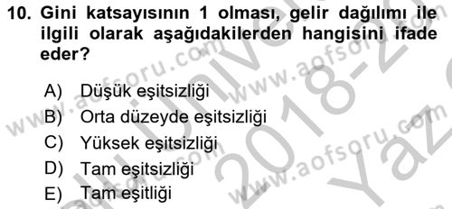 İktisadi Büyüme Dersi 2018 - 2019 Yılı Yaz Okulu Sınav Soruları 10. Soru