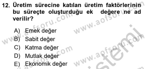 İktisadi Büyüme Dersi 2018 - 2019 Yılı Yaz Okulu Sınav Soruları 12. Soru