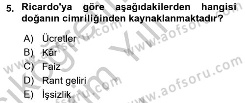 İktisadi Büyüme Dersi 2018 - 2019 Yılı Yaz Okulu Sınav Soruları 5. Soru