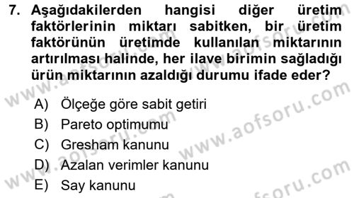 İktisadi Büyüme Dersi 2018 - 2019 Yılı Yaz Okulu Sınav Soruları 7. Soru