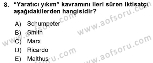 İktisadi Büyüme Dersi 2018 - 2019 Yılı Yaz Okulu Sınav Soruları 8. Soru