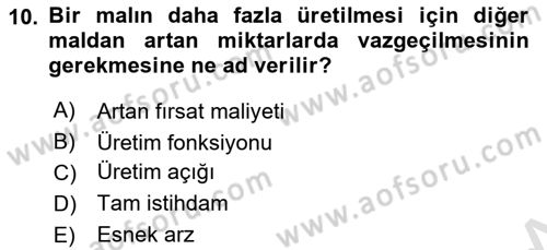 İktisadi Büyüme Dersi 2020 - 2021 Yılı Yaz Okulu Sınav Soruları 10. Soru