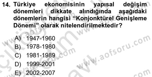 İktisadi Büyüme Dersi 2020 - 2021 Yılı Yaz Okulu Sınav Soruları 14. Soru