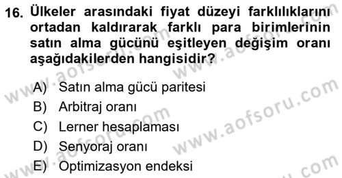 İktisadi Büyüme Dersi 2020 - 2021 Yılı Yaz Okulu Sınav Soruları 16. Soru