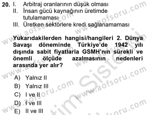 İktisadi Büyüme Dersi 2020 - 2021 Yılı Yaz Okulu Sınav Soruları 20. Soru