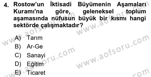 İktisadi Büyüme Dersi Yaz Okulu Sınavı Deneme Sınav Soruları 4. Soru
