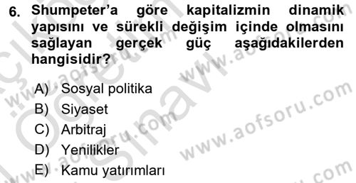İktisadi Büyüme Dersi 2020 - 2021 Yılı Yaz Okulu Sınav Soruları 6. Soru