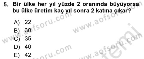 İktisadi Büyüme Dersi 2021 - 2022 Yılı (Vize) Ara Sınav Soruları 5. Soru