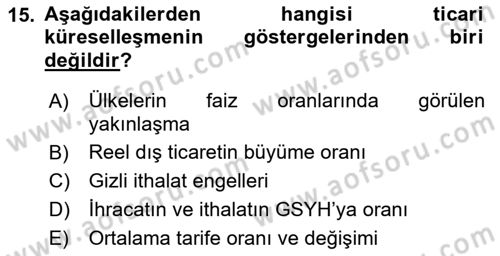 İktisadi Büyüme Dersi 2021 - 2022 Yılı (Final) Dönem Sonu Sınav Soruları 15. Soru