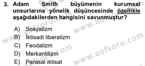 İktisadi Büyüme Dersi 2021 - 2022 Yılı (Final) Dönem Sonu Sınav Soruları 3. Soru