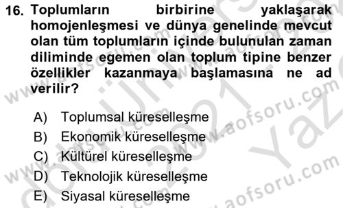 İktisadi Büyüme Dersi Yaz Okulu Sınavı Deneme Sınav Soruları 16. Soru