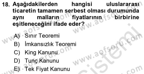 İktisadi Büyüme Dersi 2021 - 2022 Yılı Yaz Okulu Sınav Soruları 18. Soru