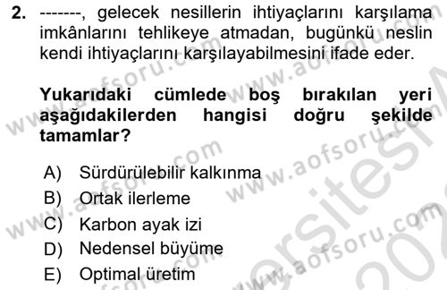 İktisadi Büyüme Dersi 2021 - 2022 Yılı Yaz Okulu Sınav Soruları 2. Soru