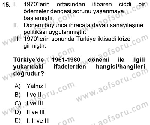 İktisadi Büyüme Dersi 2022 - 2023 Yılı Yaz Okulu Sınav Soruları 15. Soru