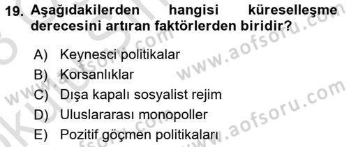 İktisadi Büyüme Dersi 2022 - 2023 Yılı Yaz Okulu Sınav Soruları 19. Soru