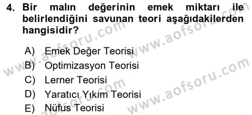 İktisadi Büyüme Dersi Yaz Okulu Sınavı Deneme Sınav Soruları 4. Soru