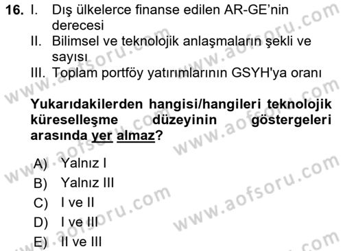 İktisadi Büyüme Dersi 2023 - 2024 Yılı (Final) Dönem Sonu Sınav Soruları 16. Soru