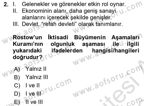 İktisadi Büyüme Dersi 2023 - 2024 Yılı (Final) Dönem Sonu Sınav Soruları 2. Soru