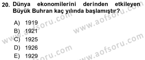İktisadi Büyüme Dersi 2023 - 2024 Yılı (Final) Dönem Sonu Sınav Soruları 20. Soru