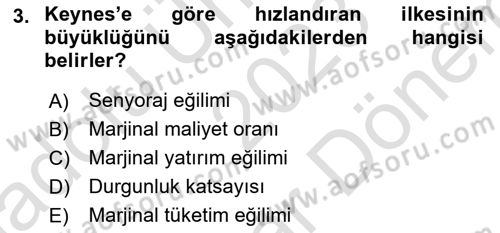 İktisadi Büyüme Dersi 2023 - 2024 Yılı (Final) Dönem Sonu Sınav Soruları 3. Soru
