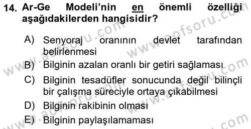 İktisadi Büyüme Dersi 2023 - 2024 Yılı Yaz Okulu Sınav Soruları 14. Soru