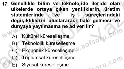 İktisadi Büyüme Dersi 2023 - 2024 Yılı Yaz Okulu Sınav Soruları 17. Soru