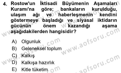 İktisadi Büyüme Dersi 2023 - 2024 Yılı Yaz Okulu Sınav Soruları 4. Soru