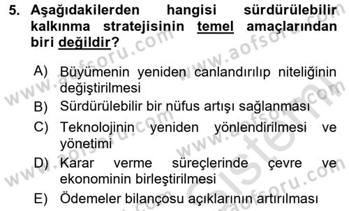 İktisadi Büyüme Dersi 2023 - 2024 Yılı Yaz Okulu Sınav Soruları 5. Soru
