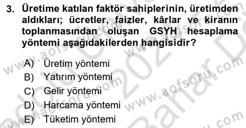 İktisadi Büyüme Dersi 2024 - 2025 Yılı (Vize) Ara Sınav Soruları 3. Soru