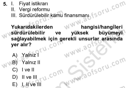 İktisadi Büyüme Dersi 2024 - 2025 Yılı (Vize) Ara Sınav Soruları 5. Soru